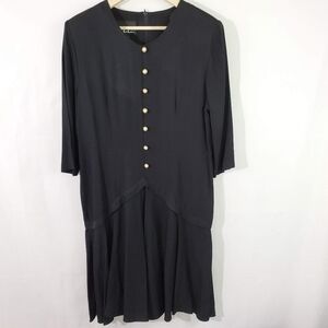 VTG Anthony Mark Hawkins Black Shift Midi Dress